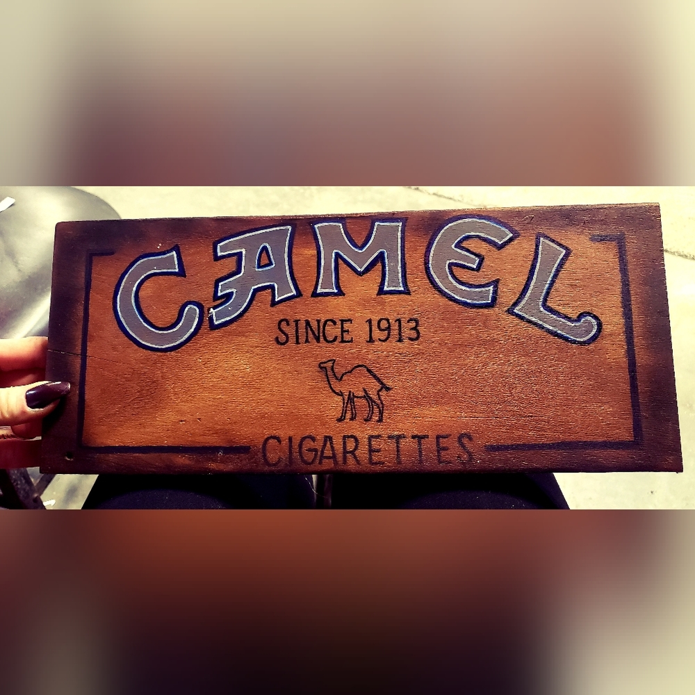 Hand painted, Camel Cigarettes sign.